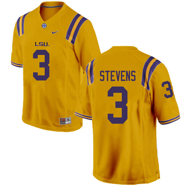 Men #3 JaCoby Stevens LSU Tigers College Football Jerseys Sale-Gold